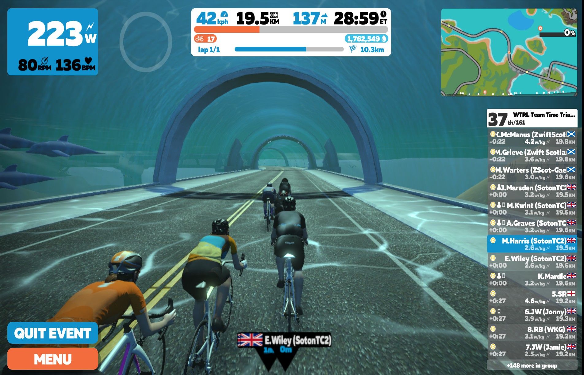 Team time trail on zwift