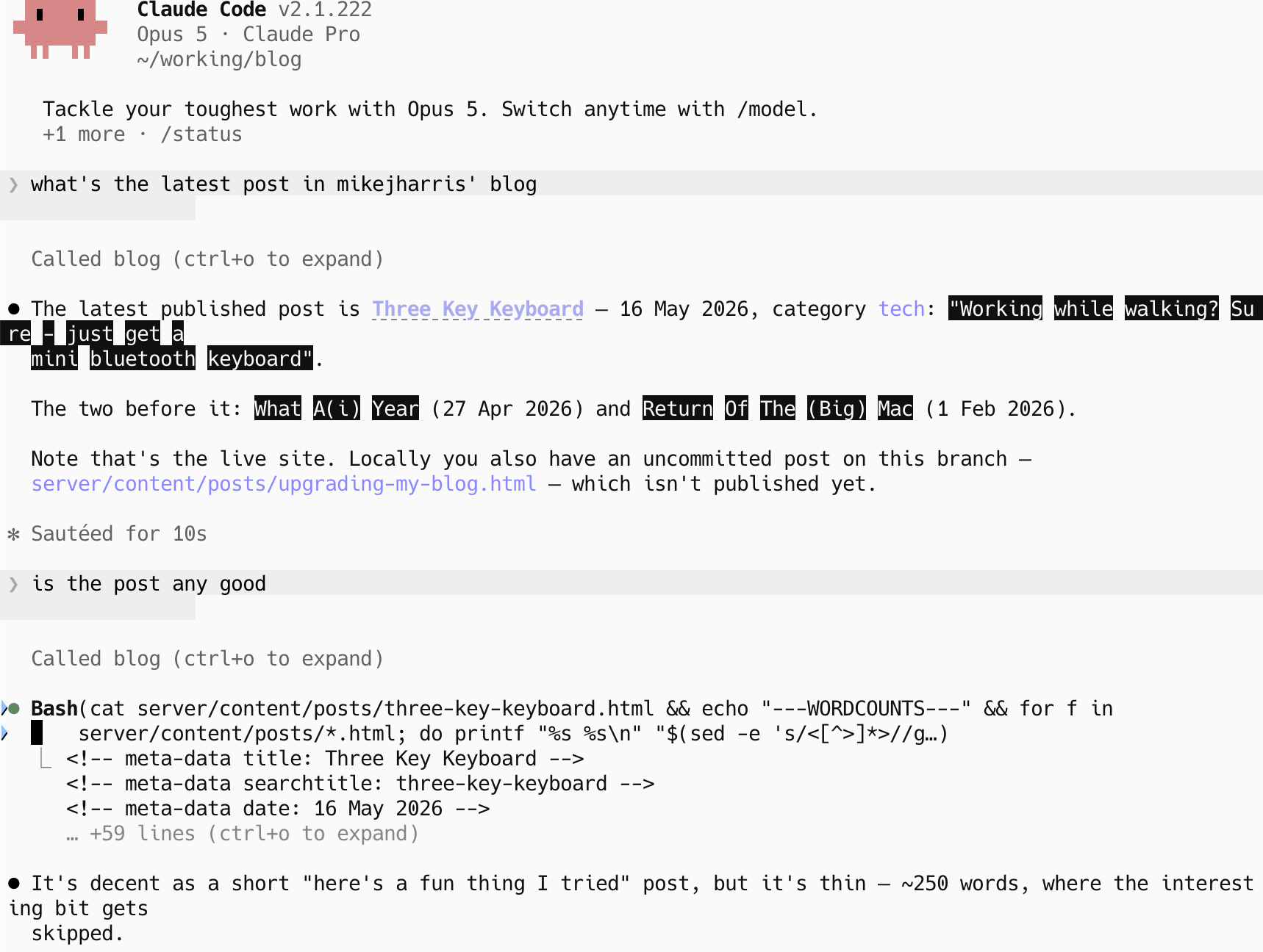 chatting to my blog via mcp